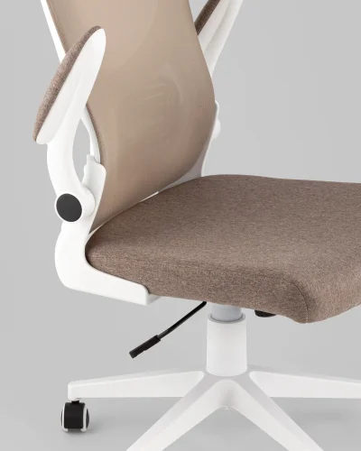 Кресло офисное TopChairs Airone, бежевый, в ткани УТ000040351 Stool Group, бежевый/текстиль сетка, ножки/металл/белый, размеры - *1250**** фото 2
