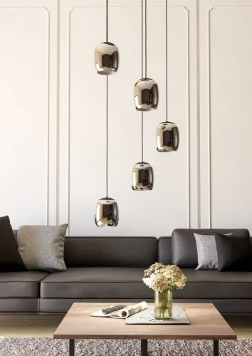 Светильник подвесной Ciampino 901194 Eglo чёрный дымчатый на 5 ламп, основание чёрное в стиле современный каскад фото 5 Светильник подвесной Ciampino 901194 Eglo чёрный дымчатый на 5 ламп, основание чёрное в стиле современный каскад фото 5