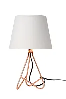 Настольная лампа GITTA 47500/81/17 Lucide белая 1 лампа, основание медь металл в стиле современный на треноге