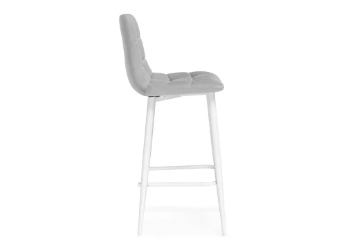 Полубарный стул Чилли К светло-серый / белый 537075 Woodville, серый/велюр, ножки/металл/белый, размеры - ****430*420 фото 3