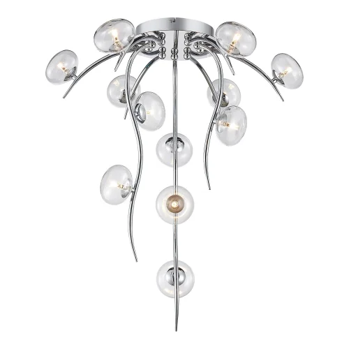 Люстра потолочная LSP-8876 Lussole прозрачная на 12 ламп, основание хром в стиле современный флористика 