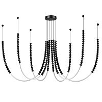 Люстра подвесная LED Monella 7149/70L Odeon Light чёрная на 6 ламп, основание чёрное в стиле современный классический паук бусы