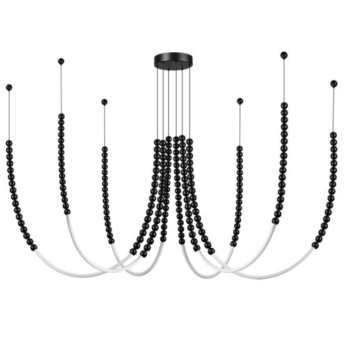 Люстра подвесная LED Monella 7149/70L Odeon Light чёрная на 6 ламп, основание чёрное в стиле современный классический паук бусы
