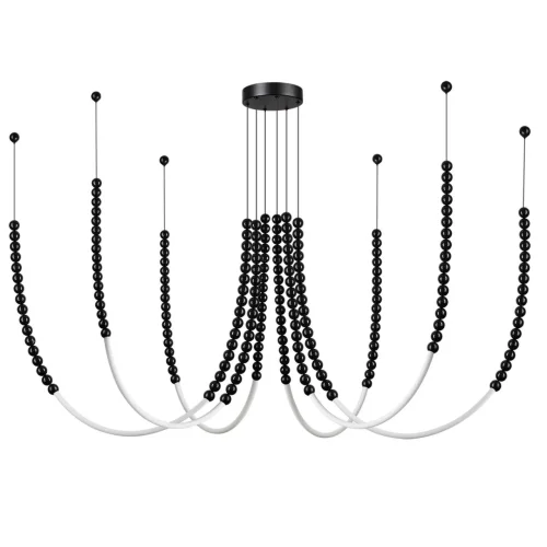 Люстра подвесная Monella 7149/70L Odeon Light чёрная на 6 ламп, основание чёрное в стиле классический современный паук бусы