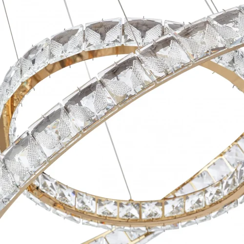 Люстра подвесная LED с пультом AM-Venezia 311311/D600-D400 GD Arte Milano прозрачная на 1 лампу, основание золотое в стиле современный кольца с пультом фото 11