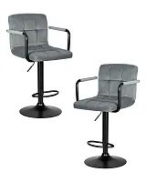 Стул барный набор 2 шт. SET-2 5011_BlackBase-LM KRUGER ARM BLACK, цвет сиденья серый велюр (MJ9-75), цвет основания черный Dobrin, /велюр, ножки/металл/чёрный, размеры - 920*1130***510*490 Стул барный набор 2 шт. SET-2 5011_BlackBase-LM KRUGER ARM BLACK, цвет сиденья серый велюр (MJ9-75), цвет основания черный Dobrin, /велюр, ножки/металл/чёрный, размеры - 920*1130***510*490