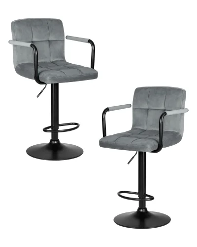 Стул барный набор 2 шт. SET-2 5011_BlackBase-LM KRUGER ARM BLACK, цвет сиденья серый велюр (MJ9-75), цвет основания черный Dobrin, /велюр, ножки/металл/чёрный, размеры - 920*1130***510*490 Стул барный набор 2 шт. SET-2 5011_BlackBase-LM KRUGER ARM BLACK, цвет сиденья серый велюр (MJ9-75), цвет основания черный Dobrin, /велюр, ножки/металл/чёрный, размеры - 920*1130***510*490
