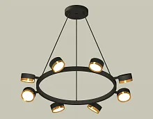 Светильник подвесной XB9198152 Ambrella light чёрный золотой 8 ламп, основание чёрное в стиле хай-тек современный 