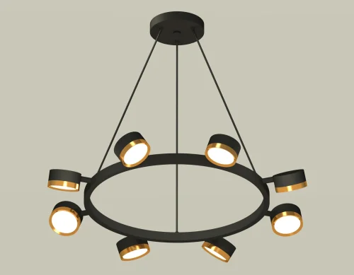 Светильник подвесной XB9198152 Ambrella light чёрный золотой 8 ламп, основание чёрное в стиле хай-тек современный 