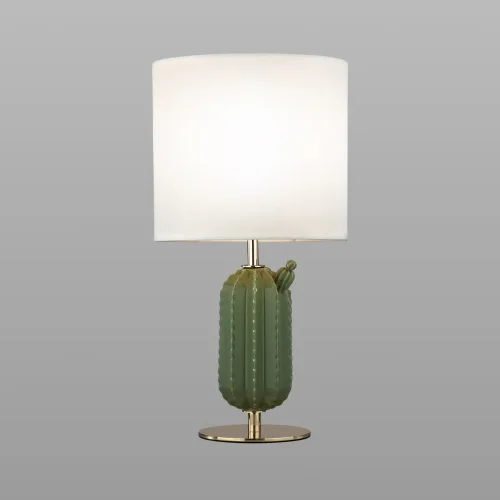 Настольная лампа Cactus 5425/1T Odeon Light белая 1 лампа, основание золотое зелёное керамика металл в стиле современный  фото 3