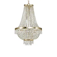 Люстра хрустальная CAESAR SP9 ORO Ideal Lux прозрачная на 9 ламп, основание золотое в стиле классический 