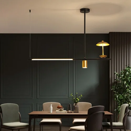 Светильник подвесной HETLEY B L4 Gold Black 203911-23 ImperiumLoft чёрный на 4 лампы, основание золотое в стиле современный фото 3