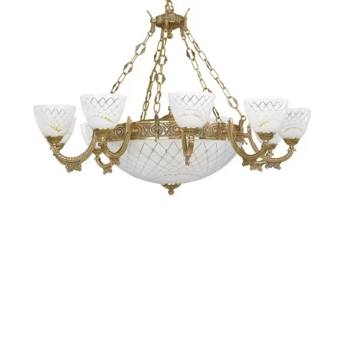 Люстра подвесная  L 7152/10+4 Reccagni Angelo белая на 14 ламп, основание золотое в стиле классический  фото 2
