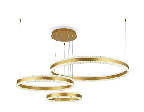 Люстра подвесная LED с пультом FA6203 Ambrella light прозрачная золотая на 1 лампа, основание золотое в стиле современный хай-тек с пультом кольца фото 3