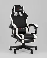 Кресло спортивное TopChairs Prophet с оттоманкой, черно-белый УТ000039480 Stool Group, чёрный/текстиль, ножки/полимер/чёрный, размеры - 1250*1350***68*