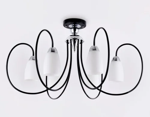 Люстра потолочная TR3121 Ambrella light белая на 6 ламп, основание чёрное в стиле современный  фото 4