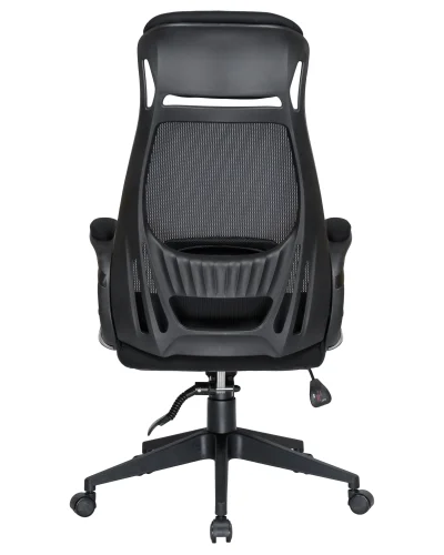 Офисное кресло для руководителей 109BL_Black-LMR STEVEN BLACK, чёрный пластик, чёрная ткань Dobrin, чёрный/сетка, ножки/металл/чёрный, размеры - 1210*1270***720*720 фото 5