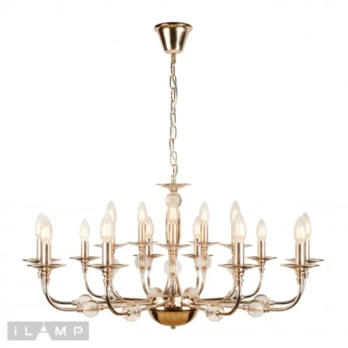 Люстра подвесная Aura 1030-10+5 GD iLamp без плафона на 15 ламп, основание золотое в стиле американский современный 