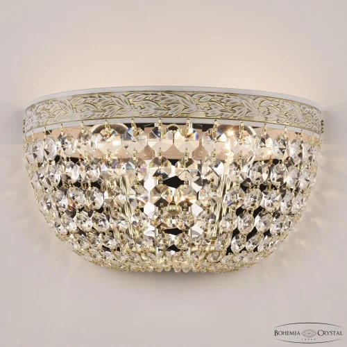 Бра AL19111B/25OL WMG Bohemia Ivele Crystal прозрачный на 2 лампы, основание золотое патина белое в стиле классический r