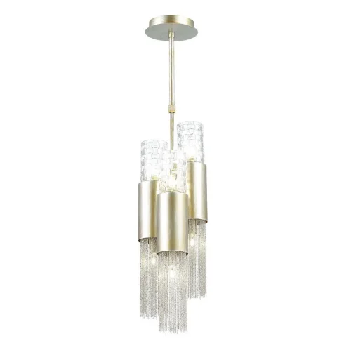 Люстра на штанге Perla 4631/6 Odeon Light прозрачная на 6 ламп, основание серебряное в стиле арт-деко 