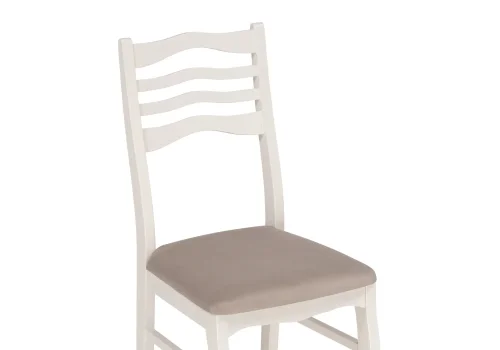 Деревянный стул Амадиу бежевый / молочный 528926 Woodville, бежевый/велюр, ножки/массив березы дерево/молочный, размеры - ****420*490 фото 5