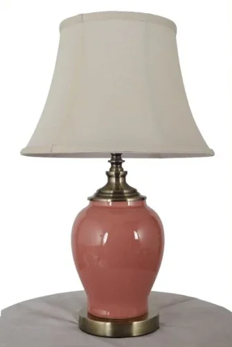 Настольная лампа Gustavo E 4.1 P Arti Lampadari бежевая 1 лампа, основание розовое керамика в стиле классический прованс 