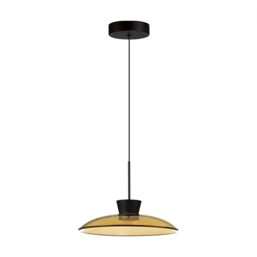 Светильник подвесной LED Saucer 5055/9LA Odeon Light янтарный на 1 лампу, основание чёрное в стиле современный 