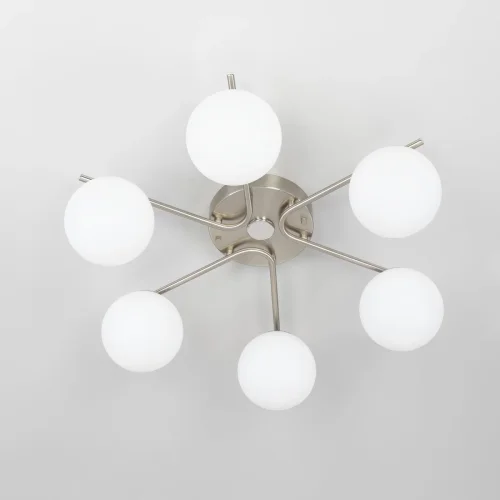 Люстра потолочная LED с пультом Адам CL228A161 Citilux белая на 6 ламп, основание матовое хром в стиле современный молекула шар яндекс алиса с пультом фото 3