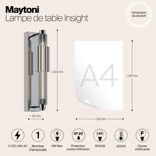 Бра LED Verticale MOD308WL-L9CH3K Maytoni серый на 1 лампу, основание хром в стиле современный фото 4