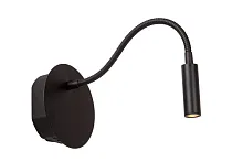 Бра с выключателем LED Jolijn 77289/03/30 Lucide чёрный на 1 лампу, основание чёрное в стиле современный гибкая ножка для чтения