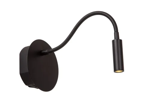 Бра с выключателем LED Jolijn 77289/03/30 Lucide чёрный на 1 лампу, основание чёрное в стиле современный гибкая ножка для чтения