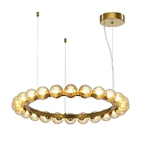Люстра подвесная LED Ambre MOD331PL-L42BS3K Maytoni янтарная на 1 лампу, основание латунь в стиле современный молекула шар