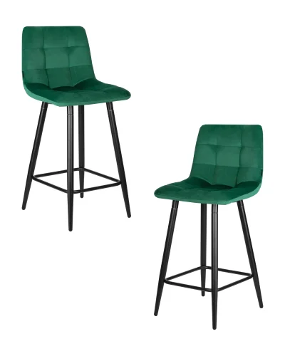 Стул полубарный набор 2 шт. SET-2 8078-1-LML OLIVIA, цвет сиденья зелёный велюр (108-64), черные матовые ножки Dobrin, /велюр, ножки/металл/чёрный, размеры - *940***430*520