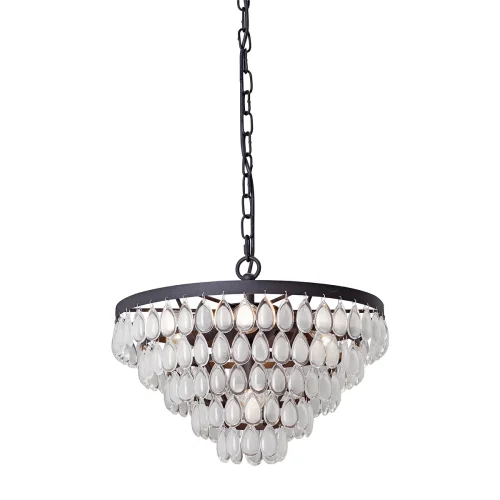 Люстра подвесная V5290-1/6+1 Vitaluce прозрачная на 7 ламп, основание чёрное в стиле современный классический 