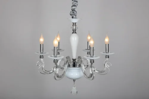Люстра подвесная Alvara OML-79303-06 Omnilux без плафона на 6 ламп, основание белое в стиле классический  фото 6