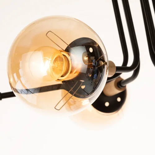 Люстра потолочная Oxford A2716PL-6BK Arte Lamp янтарная на 6 ламп, основание чёрное в стиле современный молекула фото 3