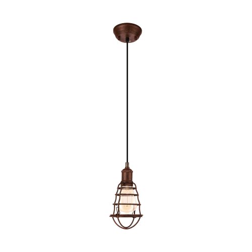 Cветильник подвесной лофт PORT SETON 49809 Eglo коричневый 1 лампа, основание коричневое в стиле лофт 