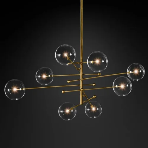 Светильник подвесной ImperiumLoft Globe Mobile 8 brass KG0835P-8 brass 109507-30 ImperiumLoft прозрачный на 8 ламп, основание латунь в стиле современный фото 2