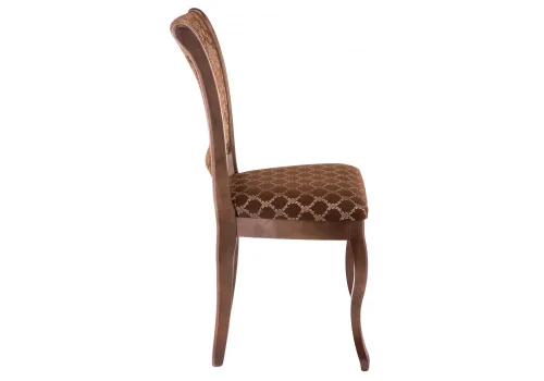 Деревянный стул Фабиано орех / шоколад 318611 Woodville, шоколад/ткань, ножки/массив березы дерево/орех, размеры - ****440*520 фото 3