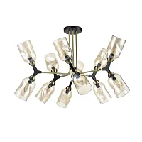 Люстра потолочная Sereno 441 VL2194L12 Vele Luce янтарная на 12 ламп, основание латунь в стиле современный Люстра потолочная Sereno 441 VL2194L12 Vele Luce янтарная на 12 ламп, основание латунь в стиле современный