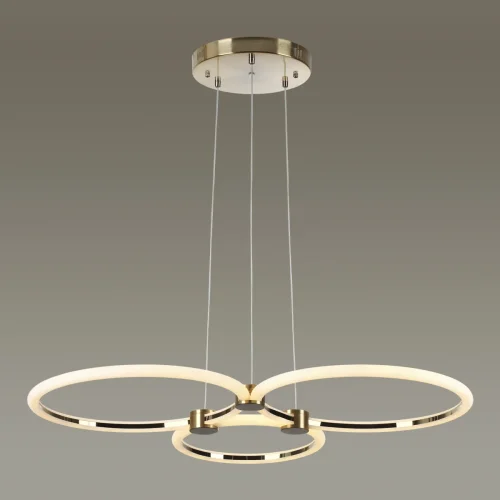 Светильник подвесной LED с пультом Nova 5297/80L Lumion белый 1 лампа, основание золотое в стиле минимализм кольца с пультом фото 3