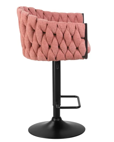 Стул барный 9690-LM LEON,  цвет сиденья розовый (LAR-275-10), цвет основания черный Dobrin, розовый/текстиль, ножки/металл/чёрный, размеры - 890*1100***550*490 фото 3