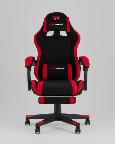 Кресло спортивное TopChairs Prophet с оттоманкой, ткань, черно-красный УТ000039482 Stool Group, красный чёрный/текстиль, ножки/полимер/чёрный, размеры - 1250*1350***490*470 фото 4