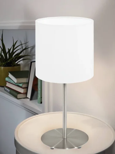 Настольная лампа PASTERI 31594 Eglo белая 1 лампа, основание никель серое металл в стиле современный  фото 2