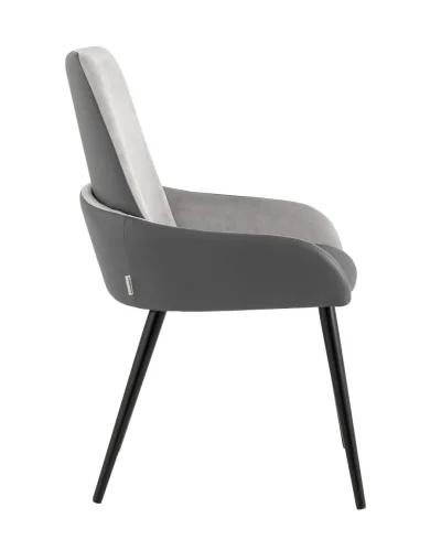 Стул Мюнхен экокожа серая велюр серый УТ000035940 Stool Group, серый/экокожа, ножки/металл/чёрный, размеры - ****530*580 фото 4