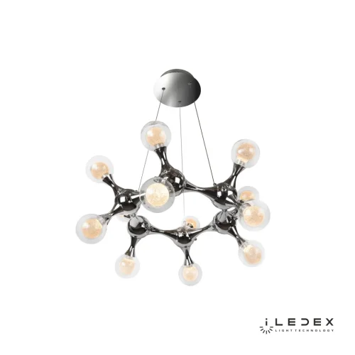 Светильник подвесной LED Blossom C4465-12R CR iLedex прозрачный 1 лампа, основание хром в стиле современный хай-тек молекула шар