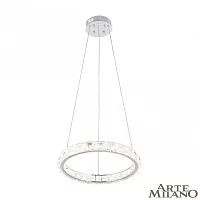 Люстра подвесная LED с пультом AM-Venezia 311311/D400 NI Arte Milano прозрачная на 1 лампу, основание никель в стиле современный кольца с пультом