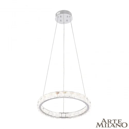 Люстра подвесная LED с пультом AM-Venezia 311311/D400 NI Arte Milano прозрачная на 1 лампу, основание никель в стиле современный кольца с пультом