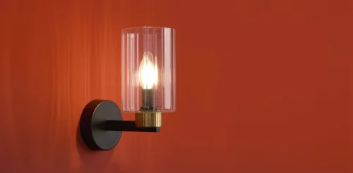 Бра Ombre FR2051WL-01BBS1 Freya прозрачный на 1 лампу, основание чёрное в стиле классический фото 7