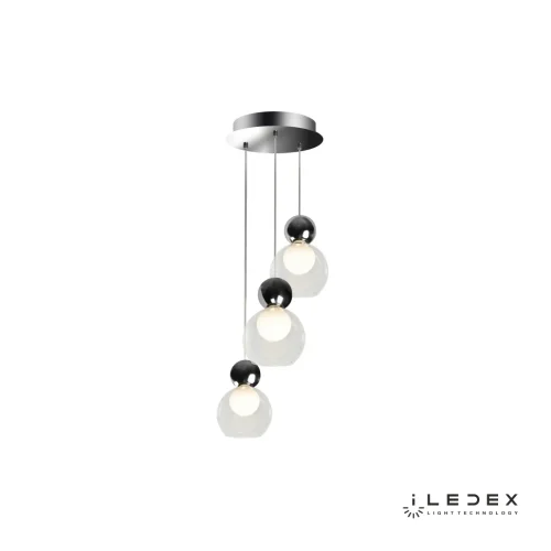Светильник подвесной LED Blossom C4476-3R CR iLedex прозрачный 1 лампа, основание хром в стиле современный хай-тек каскад шар фото 3